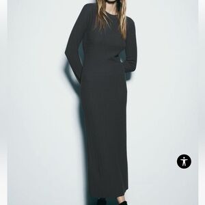 Zara long sleeve maxi dress grey